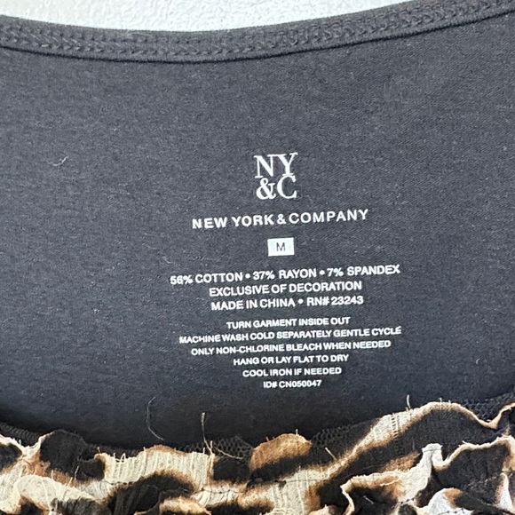 New York & Company Black Camisole with Animal Print Detail - Picture 2 of 3